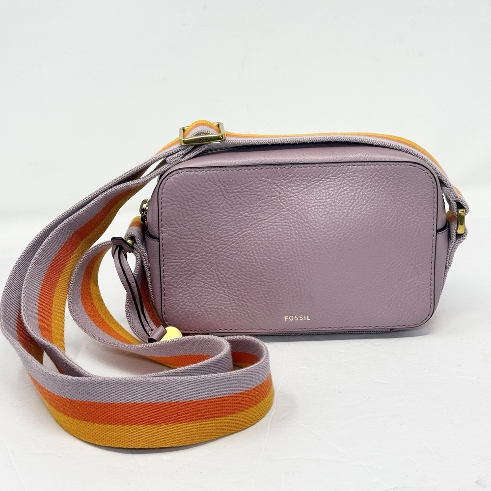 Fossil Lavender Crossbody Bag with Striped Strap